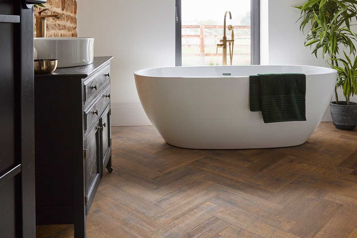 Karndean Van Gogh Antique French Oak Gluedown Herringbone LVT