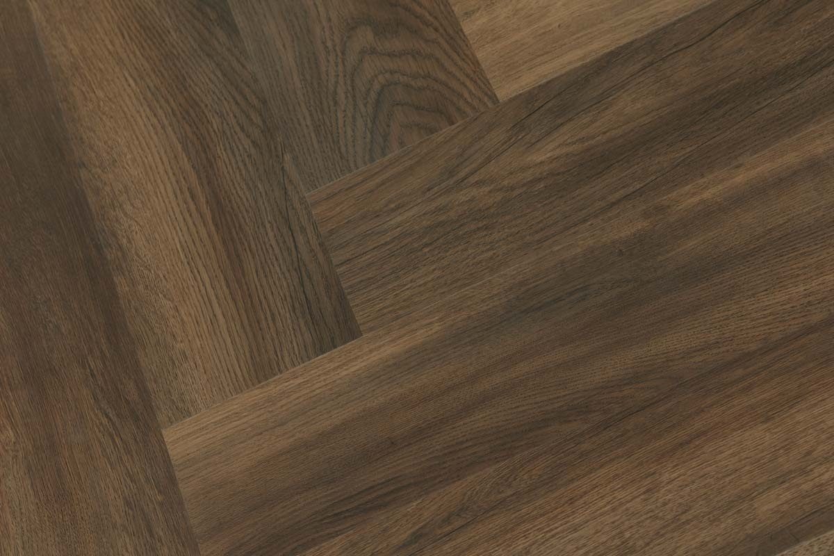 Spectra Luxury Gluedown Vinyl Flooring Mocha Grain Oak Herringbone