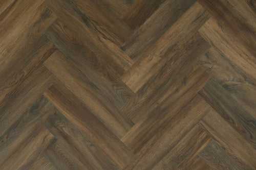 Spectra Luxury Acoustic Rigid Core Click Vinyl Flooring Cocoa Oak Herringbone Built-In Underlay