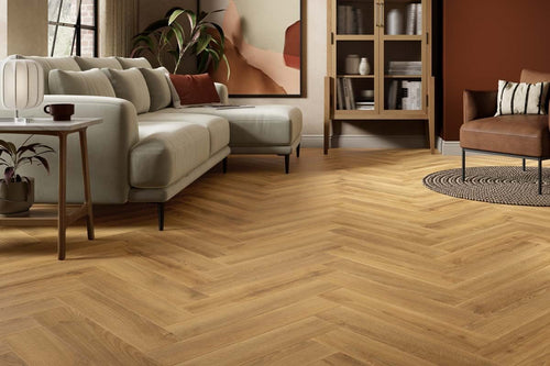 Spectra Luxury Gluedown Vinyl Flooring Toasted Almond Oak Herringbone