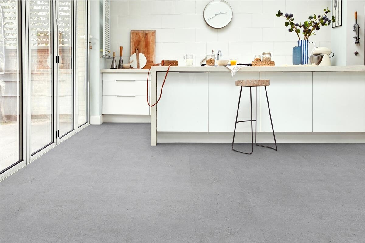 Spectra Luxury Gluedown Vinyl Flooring Pebble Grey Tile