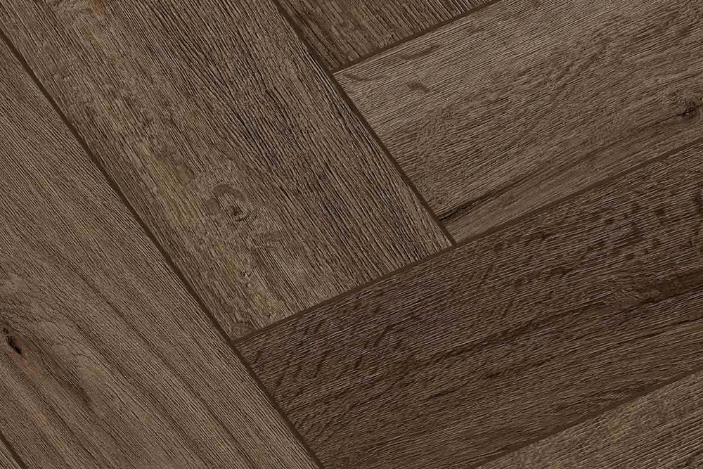 Audacity 12mm Laminate Herringbone Homestead Oak Built-in Underlay