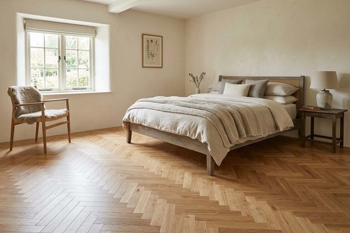 Home Choice Engineered Rustic Oak Herringbone 10mm x 90mm Natural UV Lacquered ENG-NTHB-10-3621