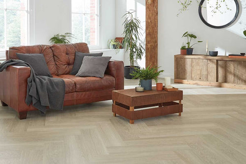 Karndean Van Gogh Grey Brushed Oak Gluedown Herringbone LVT
