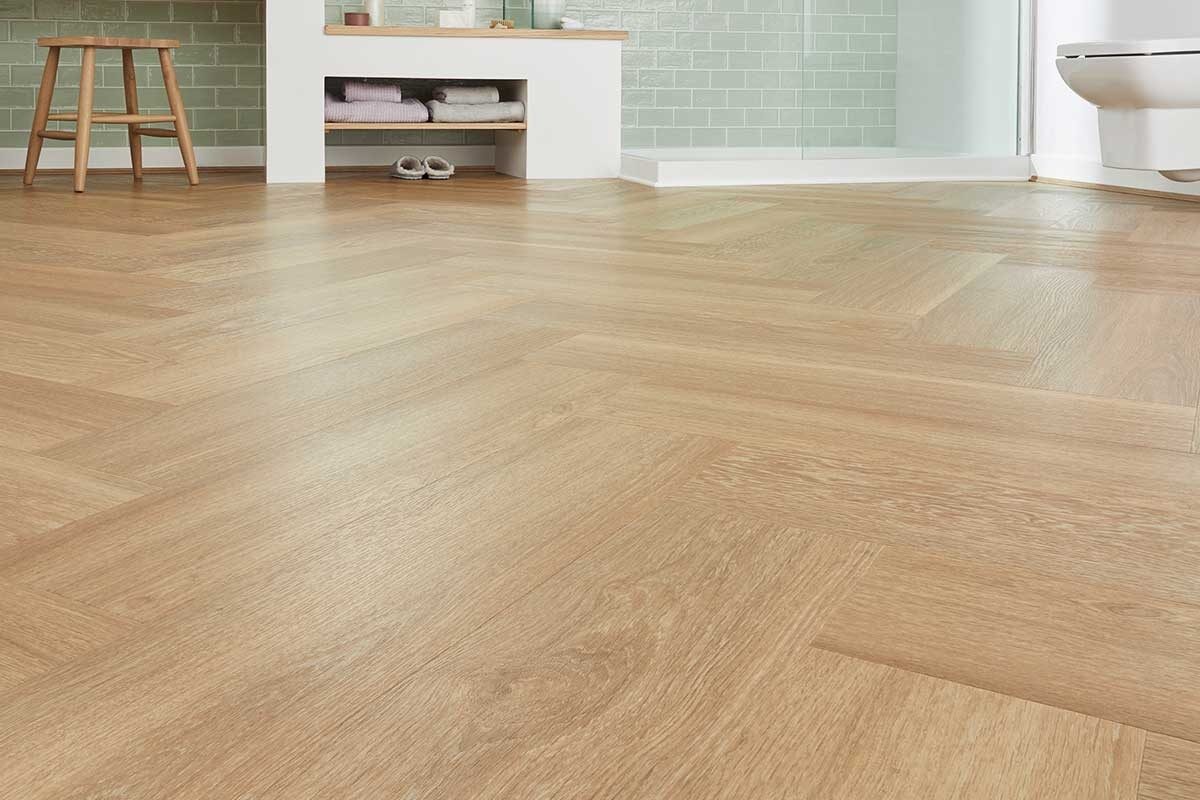 Karndean Van Gogh Warm Brushed Oak Rigid Core Herringbone LVT